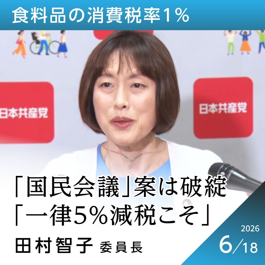 食料品の消費税率１％　田村智子委員長