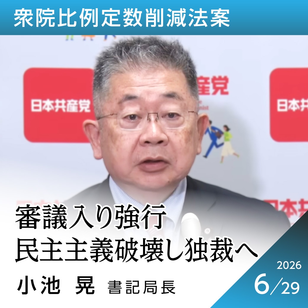 衆院比例定数削減法案　小池晃書記局長