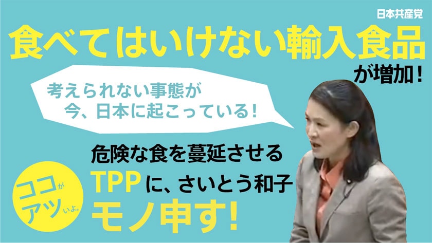 【切り抜き】さいとう和子　食の安全を崩壊させるTPPにモノ申す！