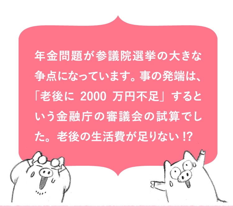 年金問題が参議院選挙の大きな争点になっています。事の発端は、「老後に2000万円不足」するという金融庁の審議会の試算でした。老後の生活費が足りない!?