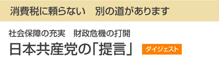 消費税に頼らない別の道があります　社会保障の充実　財政危機打開　日本共産党の「提言」　ダイジェスト