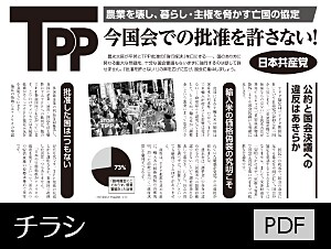 チラシＰＤＦ／ＴＰＰ　今国会での批准を許さない！　農業を破壊し、暮らし・主権を脅かす亡国の協定